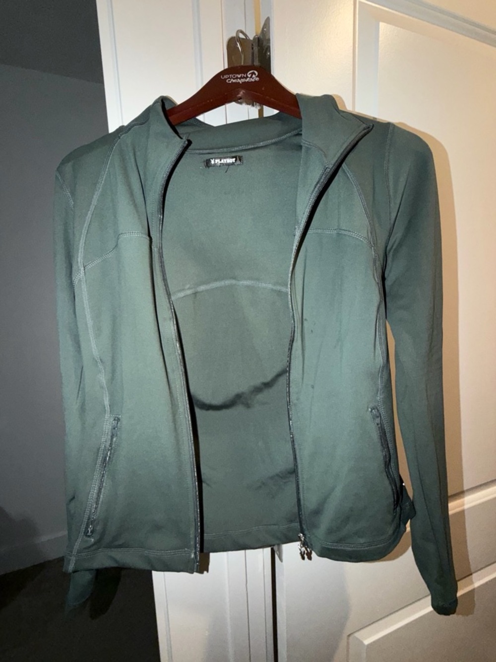 PLAYBOY Dark Green Hooded Utility Zip Jacket